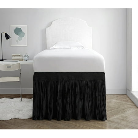 Crinkle Bed Skirt Twin XL - Black - Walmart.com