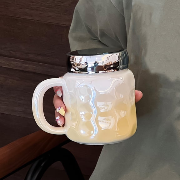Nsxcdh 450ml Candy Pearl Quality Mug Beautiful Coffee Cup Home Water Cup High End Office Ceramic Cup Equipped With A Handle Unattached Layer Cup