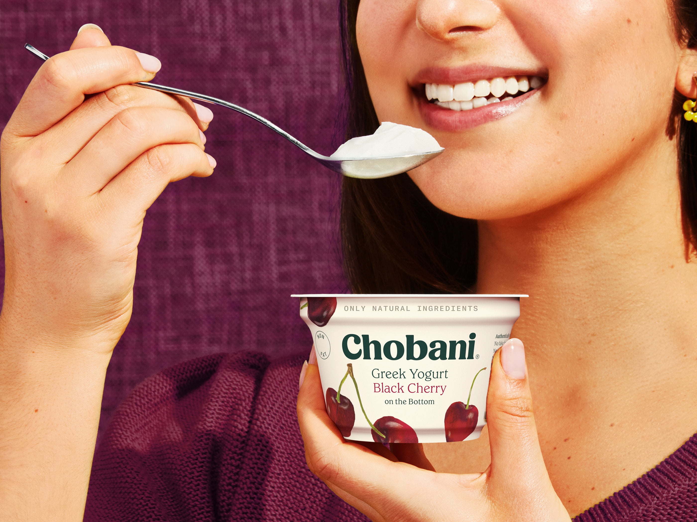 Chobani Non-Fat Greek Yogurt Black Cherry on The Bottom 5.3 oz Cup