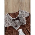 thumbnail image 5 of Biekopu Kid Girls Velvet Princess Dress, Long Sleeve Round Neck Lace Patchwork A-line Dress, 5 of 8