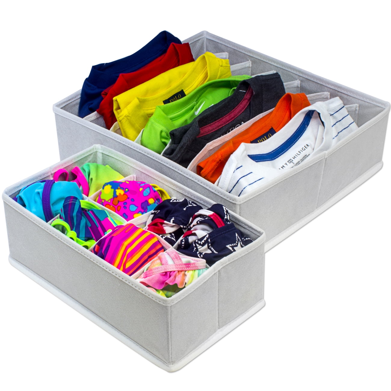 Tank Tops Bras Gray Closet Organizers 4 Pack 4 Set Storage Boxes Under Bed Organizer for Underwear Belts Socks SITAKE Foldable Closet Underwear Organizer Drawer Dresser Divider Ties 