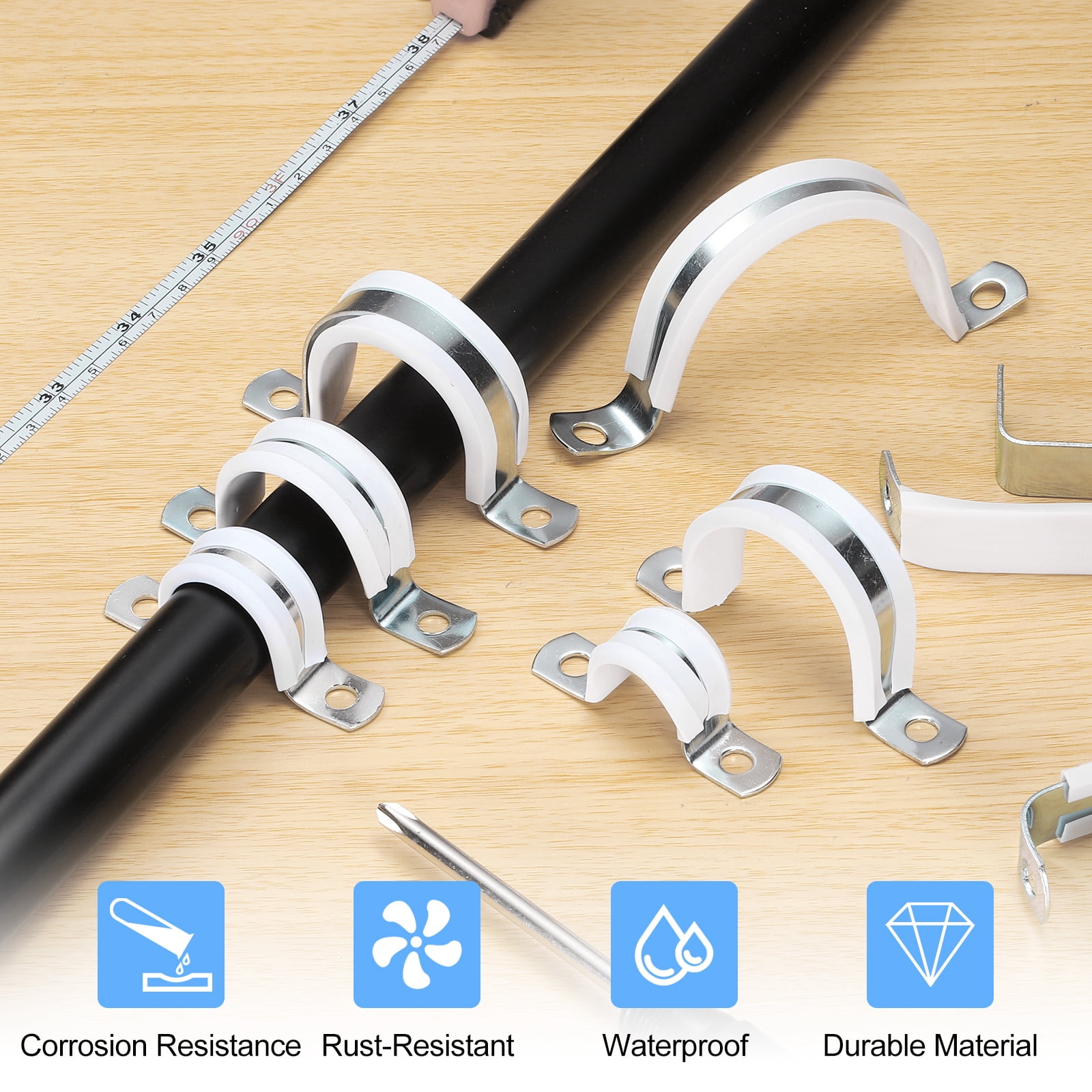 10 Pcs 3-9/16 Inch Rigid Pipe Strap,  2 Holes U Bracket Cable Clamp Hanger
