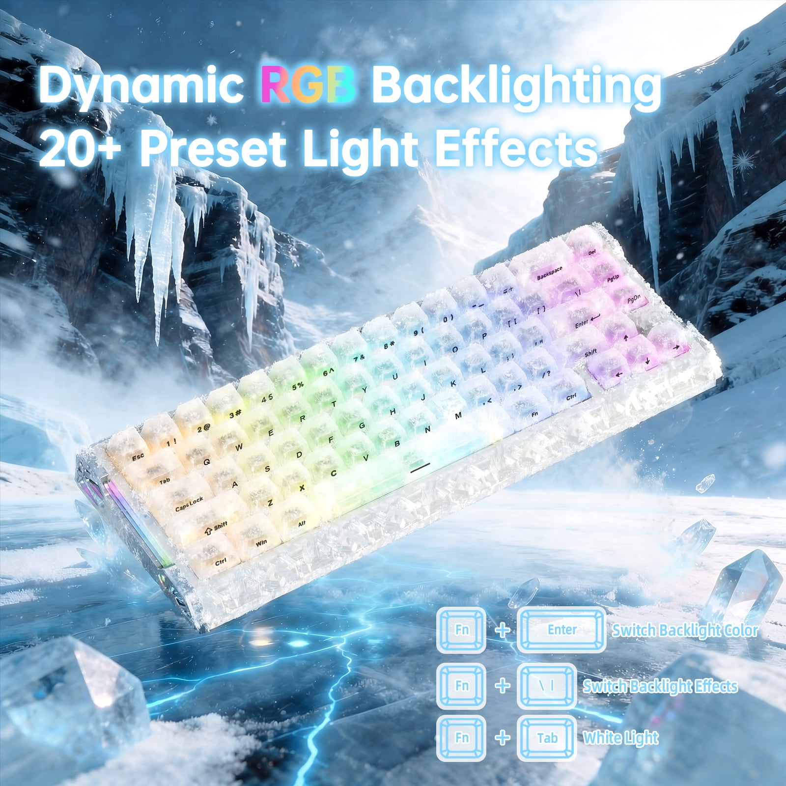 ATTACK SHARK R68 HE 8KHz RGB Gaming Corded Electric Computer Keyboard, Ice White