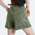 thumbnail image 4 of Crunowin Jean Shorts for Women Spring Summer High Waisted Denim Shorts Green Size XL, 4 of 4
