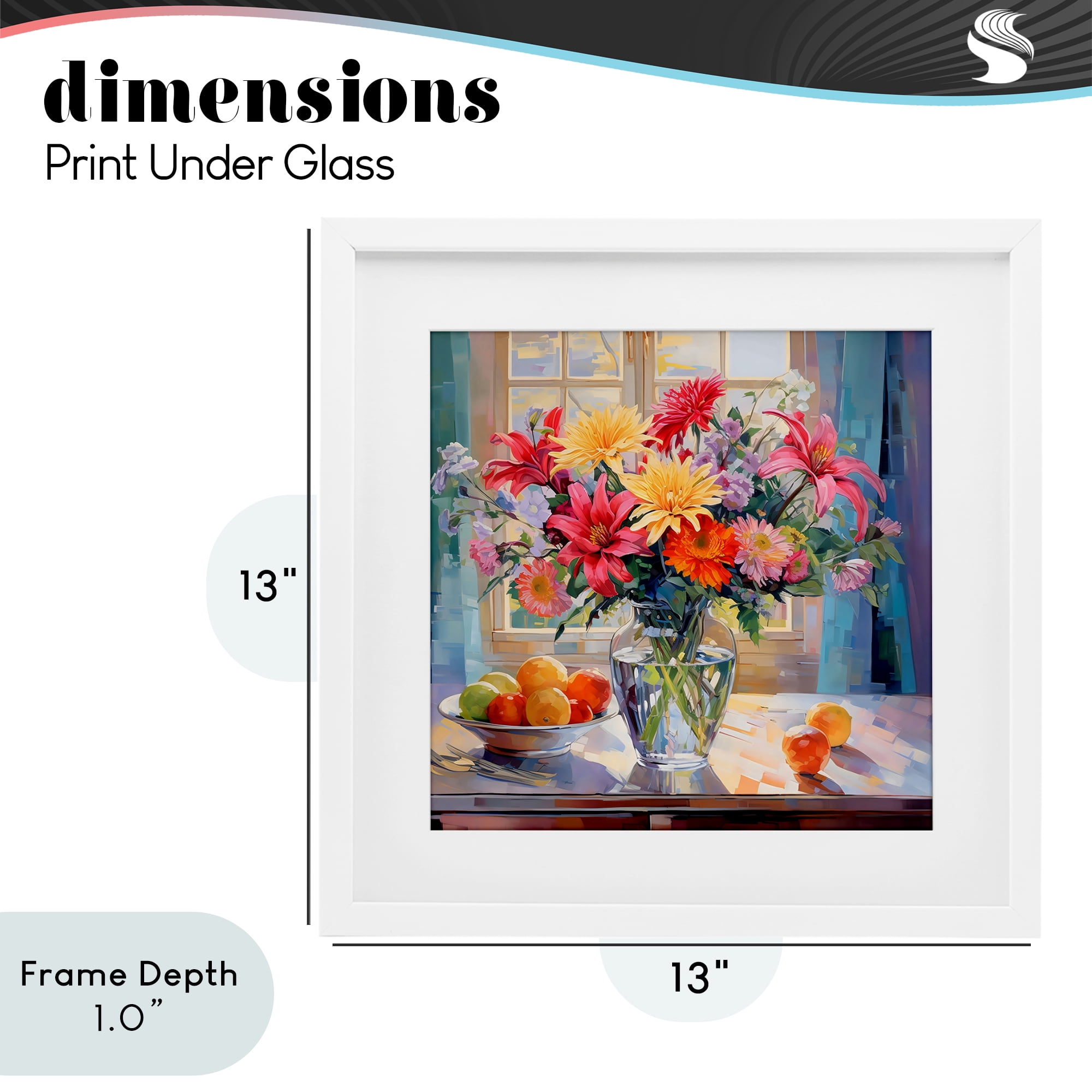 Stupell Industries Summer Flowers & Fruit White Framed Print Under Glass, design by Creative Studio