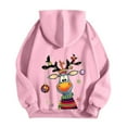 thumbnail image 4 of Fiaer Christmas Womens Hoodies Oversized Cute Graphic Full Zip up Hooded Jacket Drawstring Long Sleeve V-Neck Pocket Hooded Sweatshirts Pink M, 4 of 5