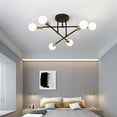 thumbnail image 6 of Senhu Sputnik Chandelier Light Fixture Modern Sputnik Ceiling Lights Black and Gold Mid Century Sputnik Light Fixture, Semi Flush Mount, for Bedroom Kitchen Dining Room, 6 Lights, Bulbs Not Included, 6 of 8