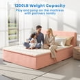thumbnail image 5 of Vcatnet 16.7 inch Queen Mattress with Headboard, Bedroom Furniture Corduroy Cloud Bed, No Assembly Required, Pink, 5 of 11
