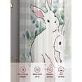 thumbnail image 6 of Easter Bunny Sheer Curtains 63 Inch Length 2 Panels Set Window Treatments, Eucalyptus Leaves Rabbits Country Grey Plaid Rod Pocket Semi Curtains for Living Room/Bedroom/Kitchen Décor, 104"W x 63"L, 6 of 7