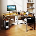 thumbnail image 2 of Gymax L-Shaped Gaming Desk w/ LED Lights & Power Outlets Monitor Stand Fabric Bag, 2 of 10
