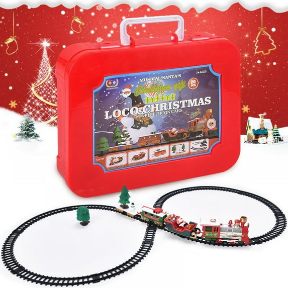 AJZIOJIRO Kids Classic Train Christmas Toys Set with Lights and Sounds Railway Tracks Sets Electronic Santa Claus Train Toys for 3 4 5 6 7 8+