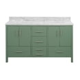 thumbnail image 2 of California 60" Double Bathroom Vanity with Sage Green Cabinet and Carrara Marble Top, 2 of 5