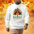 thumbnail image 2 of Mens Sweatshirts Thanksgiving Turkey Plus Size Hoodless Fashion Holiday Logo Print Fall Clothes Tops Pullover White 2XL, 2 of 4