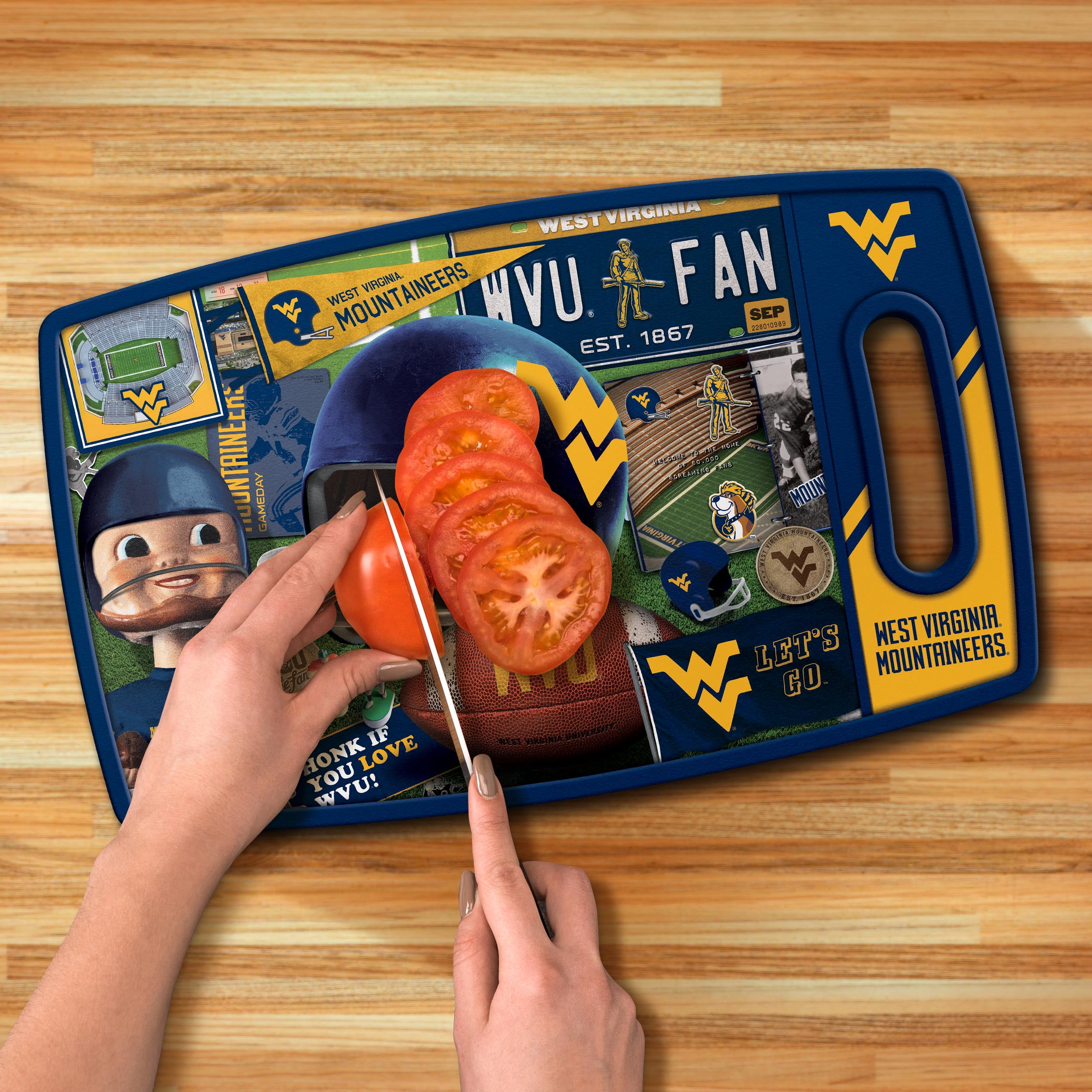 YouTheFan NCAA West Virginia Mountaineers Retro Series Cutting Board