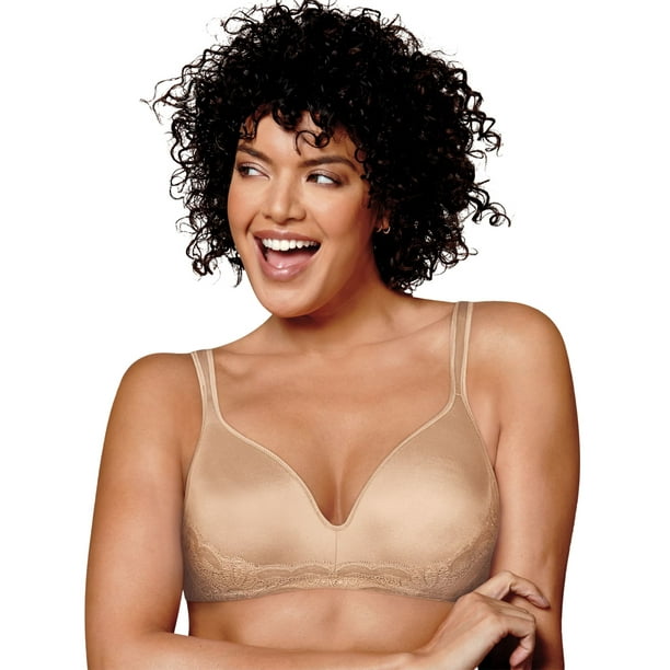 Playtex Womens Love My Curves Side Smoothing Wirefree Bra, 40C, Nude