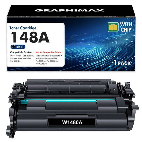 148A 148X Toner Cartridge with Chip Compatible for HP W1480A W1480X Laserjet Pro 4001dn MFP 4101fdw 4101fdn 4001n 4001dn 4001dw Black 1-Pack