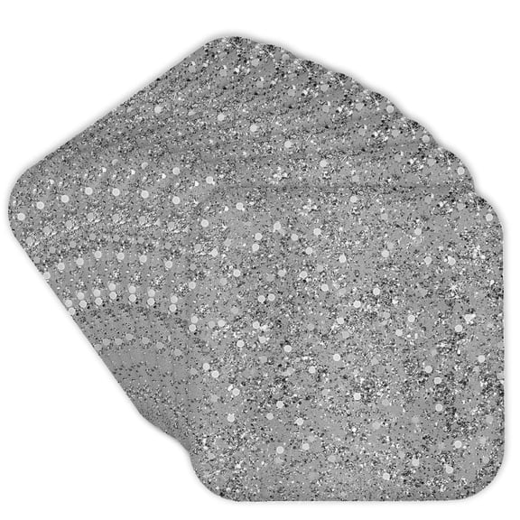 3drose, Grey Silver Image of Glitter Glitz, Set of 8 Coasters - Cork