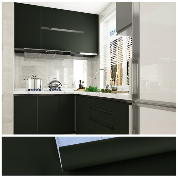 VEELIKE Dark Grey Peel and Stick Wallpaper Thick 15.7''x118.1'' Self Adhesive Grey Wallpaper Removable Contact Paper for Cabinets Shelves Counter Tops Temporary Wallpaper Solid Color Vinyl Film