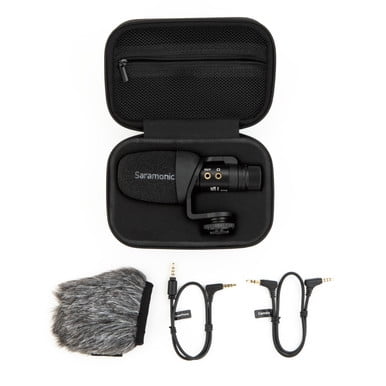 Saramonic Vmic Mini S Multi-Pattern Camera-Mount Shotgun Mic for Cameras & Mobile w/ HP Out, 360 Shock Mount