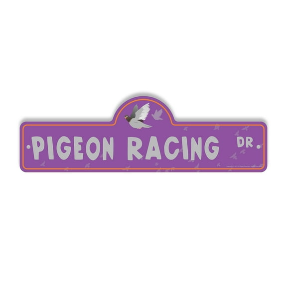 Pigeon Racing Plastic Street Sign - 6 Inch X 18 Inch Gift Birds Sport Competition Hobby Flight Decor Nature Unique Fun Challenge Active