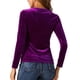 thumbnail image 3 of INSPIRAR CHIC Tops de terciopelo para mujeres, camiseta elegante de manga larga con escote corazón, XS, púrpura rojo, 3 of 6