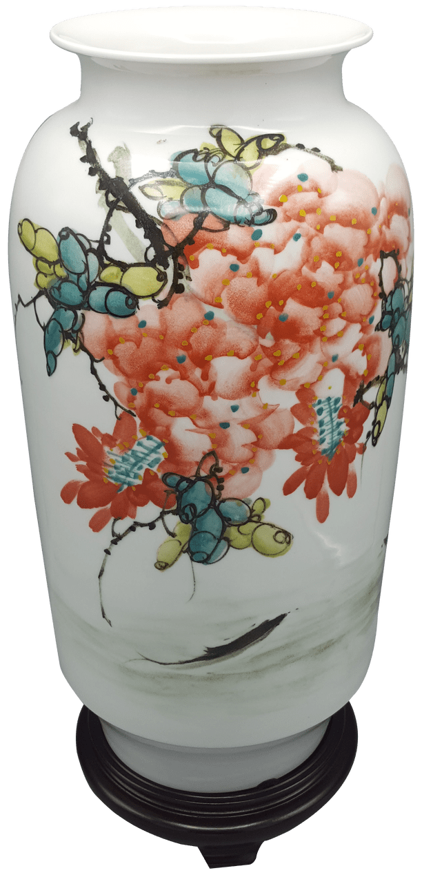 Chinese Porcelain Modern Vase Hand painted Wisteria Oriental