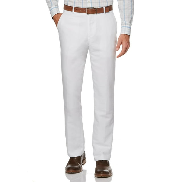 Pantalones Perry Ellis Essentials de Lino para Hombre Corte Regular Blanco 32W x 29L