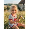 thumbnail image 4 of BemeyourBBs Toddler Baby Girl Boys Summer Clothes Cute Infant Baby Girls Cherry Strawberry Watermelon Outfit Striped Short Sleeve T Shirt Tops and Shorts 2 Pcs Set, 4 of 9