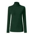 thumbnail image 5 of Women's Mock Turtle Neck Slim Fit Long Sleeve Shirts Fall Fashion Tight Tops Basic Tee Winter Undershirt Green S, 5 of 5