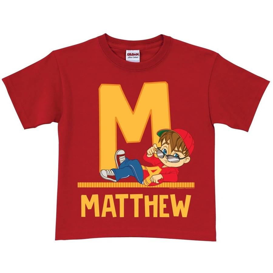 Alvin and the Chipmunks - Personalized Alvin and the Chipmunks Toddler Initial T-Shirt, Red