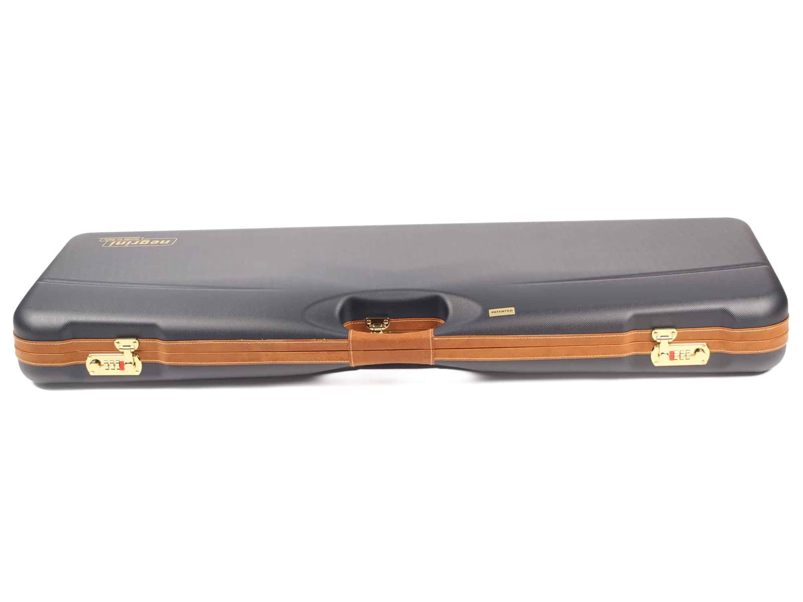 Negrini O/U Deluxe High Rib Trap/Sporting Combo Shotgun Case, Navy/Tobacco Leather/Grey Interior
