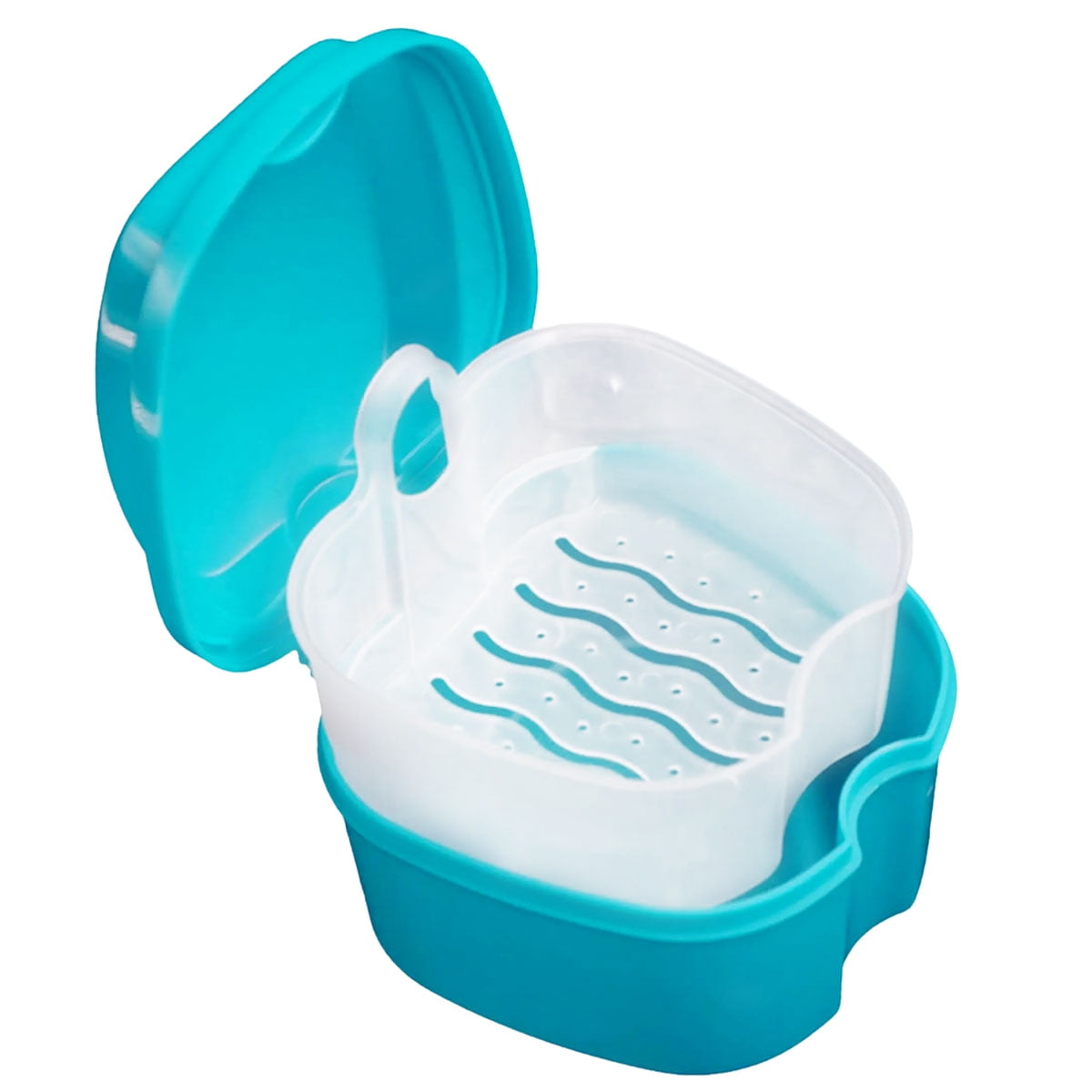 Denture Case Denture Bath Box False Teeth Storage Box with Rinsing