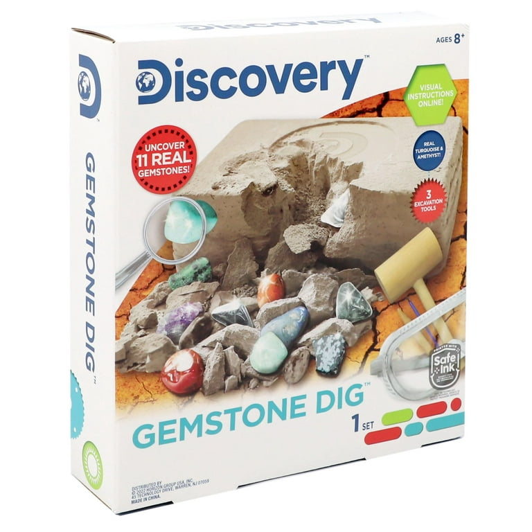 Gemstone Dig Kit (Unique Shape),Great STEM Science Kit for Kids- Excavate  Your Own 12 Real Gemstones,Educational DIY Toys,Gem Digging Kit,Archaeology