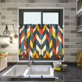 thumbnail image 4 of Yayeee Kitchen Curtains Tier Pair Light Filtering 27"x24" Rod Pocket Short Cafe Window Panel, Red Geometric, 4 of 7