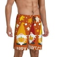 thumbnail image 2 of Kdxio Happy Thanksgiving Three Gnomes Print Mens Sleep Shorts Bottoms Soft Comfy Pajama Wear Pants with Drawstring Pockets, 2 of 7