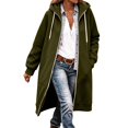 thumbnail image 4 of Zip up Long Sleeve Hoodies for Women, Oversized Tunic Tops for Women Athletic Women Workout Jacket with Pocket Airport Travel Outfit Plain Sweatshirt,Blackish Green,L, 4 of 4