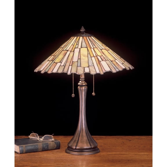 Meyda Tiffany 52158 Stained Glass / Tiffany Table Lamp From The Scroll Jadestone
