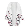 thumbnail image 4 of Luxalzxs Womens Cardigans Lightweight Floral Print Chiffon Kimono Cardigan 3/4 Sleeve Beach Cover Ups Summer Loose Open Front Casual Shawl Bathing Suit Cover Ups, 4 of 5