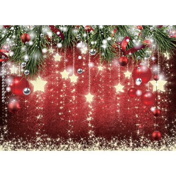 SJOLOON Christmas Backdrops Red Ball Theme Background Shining Stars Background New Year Backdrop for Christmas Party Decoration Banner Photo Shoot 12