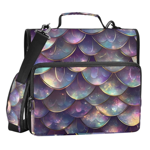 ALAZA Zipper Binder Scales Purple 3 Ring Trapper Keeper File Folder Organizer Bag