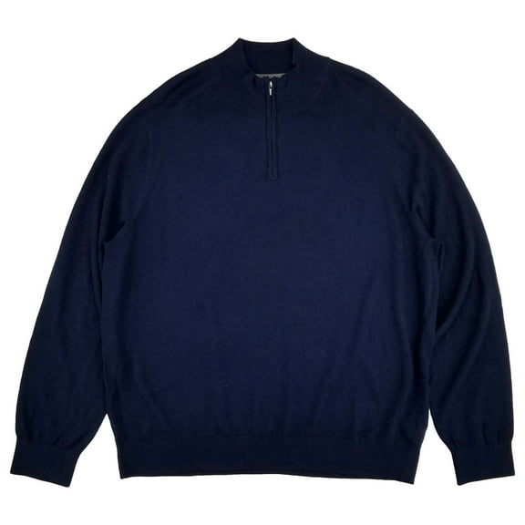 Van Heusen Mens Navy Blue Long Sleeve Mock Neck Quarter-Zip Merino Sweater XXL