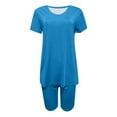 thumbnail image 5 of Admvng Two Piece Sets For Women Outfits Summer Short Sleeve Round Neck Shorts Sets S-2XL, 5 of 6