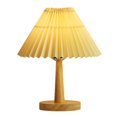 thumbnail image 1 of Lámpara de mesa Infidev de madera maciza marrón, luz de noche regulable con pantalla de tela de lino umbellate, bombilla LED incluida para dormitorio, sala de estar, oficina y dormitorio., 1 of 7