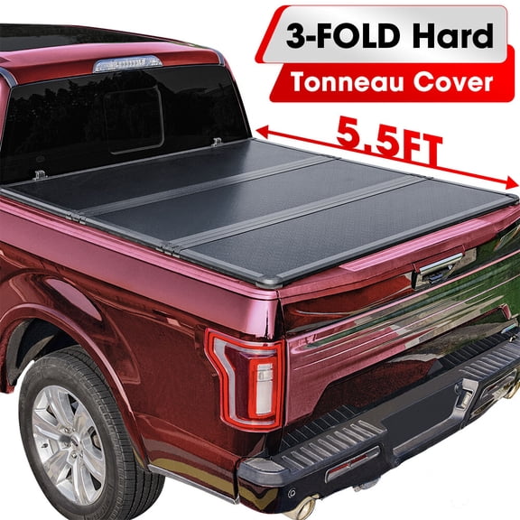 5.5FT Tonneau Cover Hard 3-Fold Fit For 2015-2025 Ford F150 F-150 Truck Bed