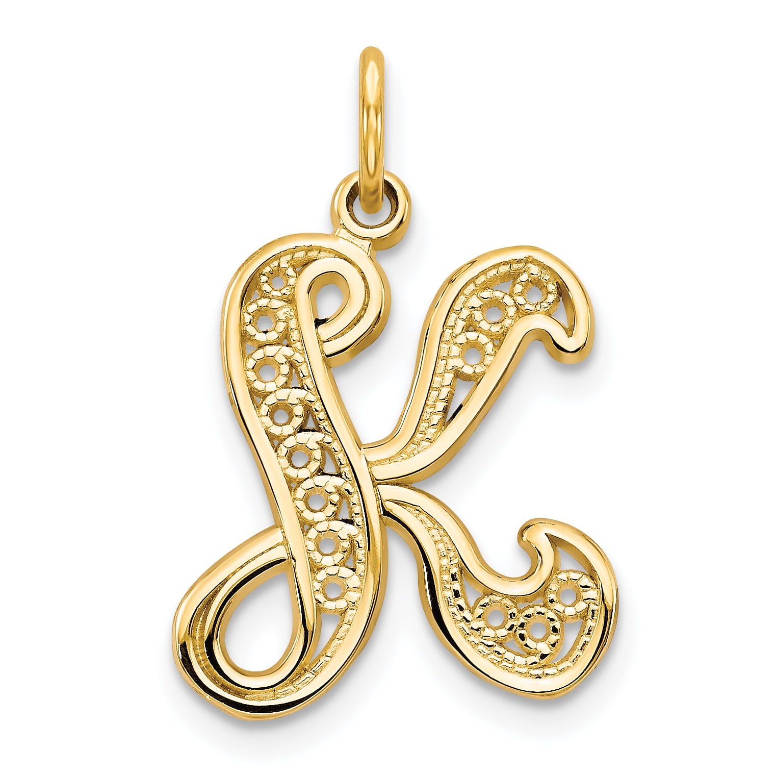 14k Yellow Gold Script Filigree Letter 