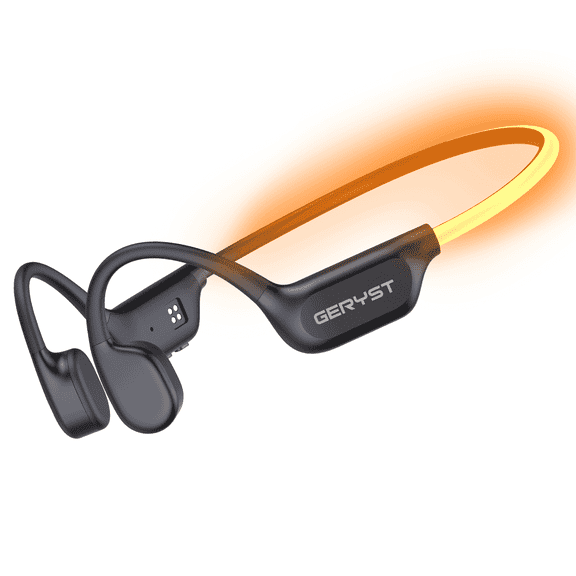 Bone Conduction Headphones Bluetooth 6.0 Open Ear Headphones with Dual Driver Sound, LED Safety Light, Game Mode & Dual Device Connection, IP67 Sport Headphone for Night Running, Cycling, Workout