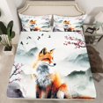 thumbnail image 2 of Homewish Animal Fox Boy Girl Twin Sheet Sets 3pcs,Cherry Blossoms Twin Fitted Sheet Microfiber,Japanese Style Breathable Flat Sheet,Lightweight Room Decor, 2 of 7