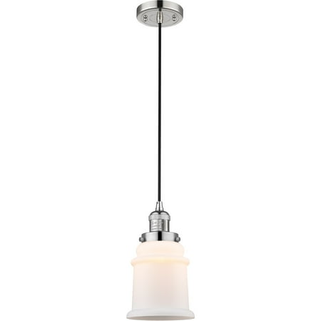 

Polished Nickel Tone Mini Pendants 6 Wide Matte White Glass Steel/Cast Brass Medium Base LED 1 Light Fixture