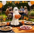 thumbnail image 2 of Ghost Pumpkin Candy Bowl Halloween Decorations, 11 Inch Ghost Bucket Halloween Party Decorations, Decorative Ghost Statue for Front Porch Yard Indoor, 2 of 5