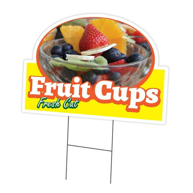 SignMission C-DC-1216-DS-Fruit Cups19 12 x 16 Po Yard Signe & Pieu - Tasses à Fruits